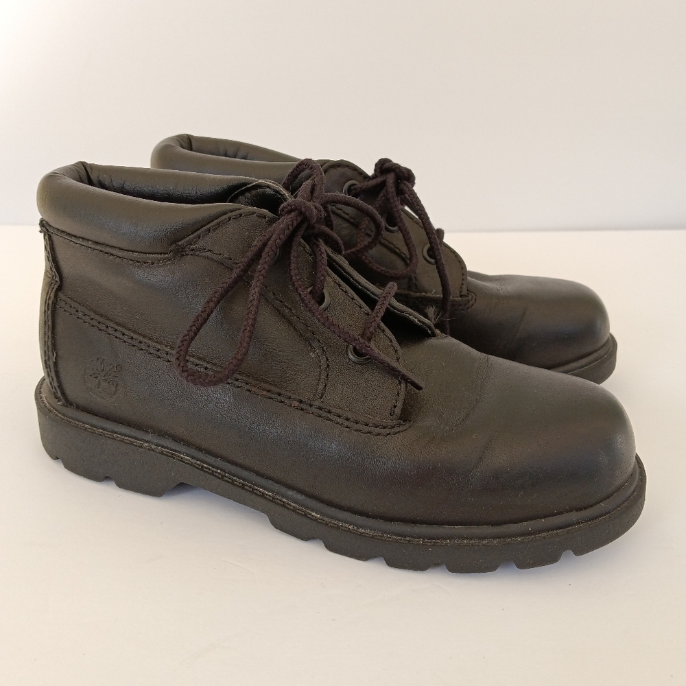 Timberland Kids Black Smooth Leather Boots Youth Size 12
